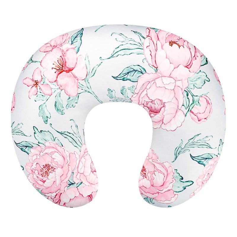 DILIMI Nursing Pillow Cover for Baby Girl and Boy, Ultra Soft Comfortable Stretchy Removable Slipcover for Newborn Breastfeeding Pillows, Pink Flower - Image 1